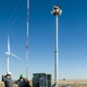 Researchers from RES America log data using their IdentiFlight technology as the two eagles fly routes (Photo: Dennis Schroeder/National Renewable Energy Lab)